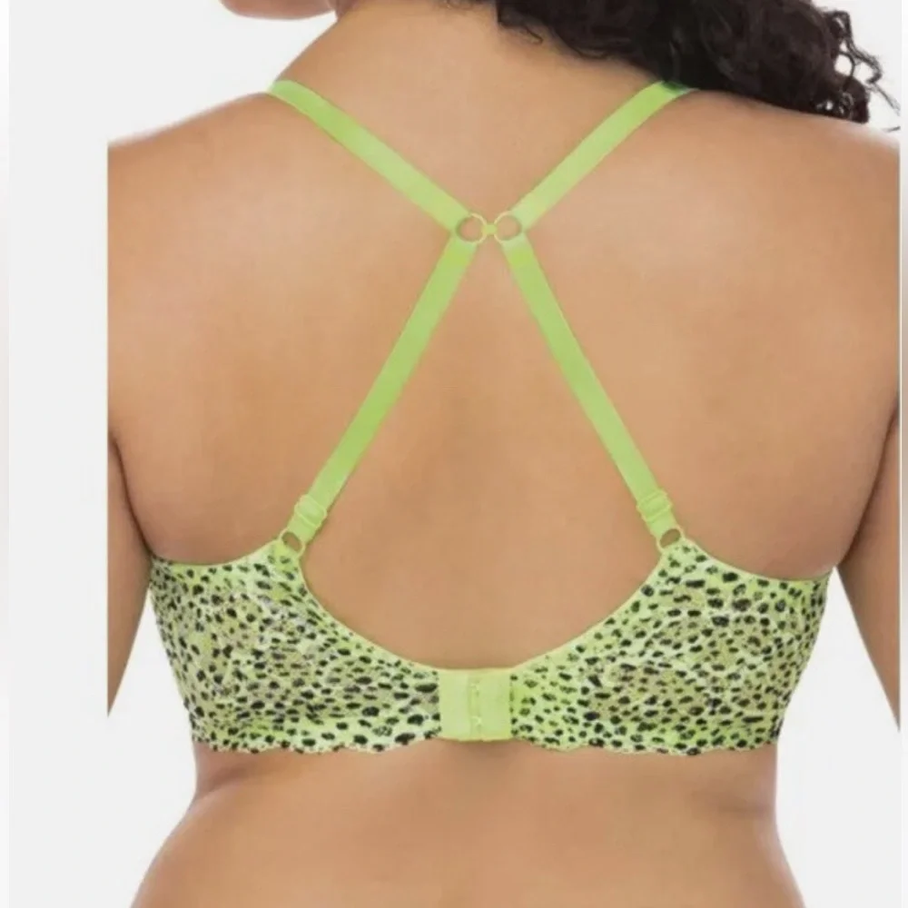 No Boundaries Lace Frame Convertible T-shirt Bra Green Animal Print Size 36C
